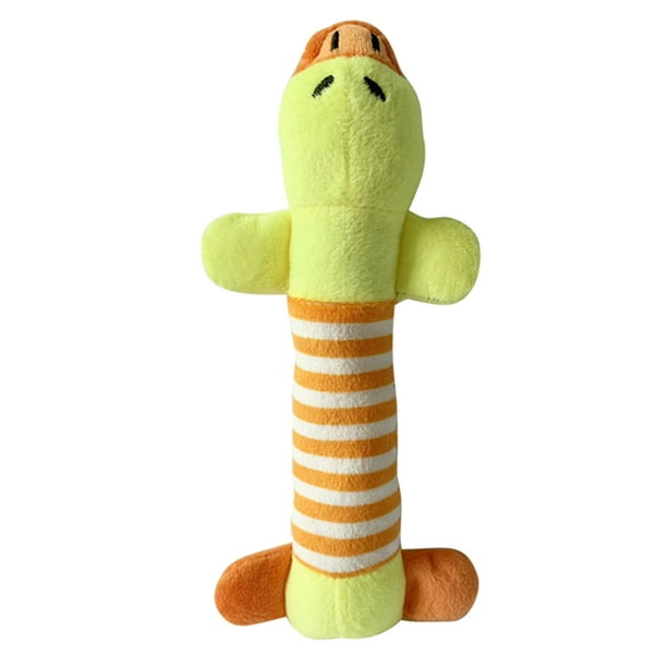 Juguete de peluche para perro, lindo animal a rayas con 4 patas, juguete masticable chirriante para perro, para mascotas, perros y gatos, para limpiar los dientes y rechinar los dientes.