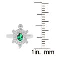 thumbnail image 3 of Sterling Silver with Green Emerald and Natural White Topaz Turtle Ring, 3 of 3