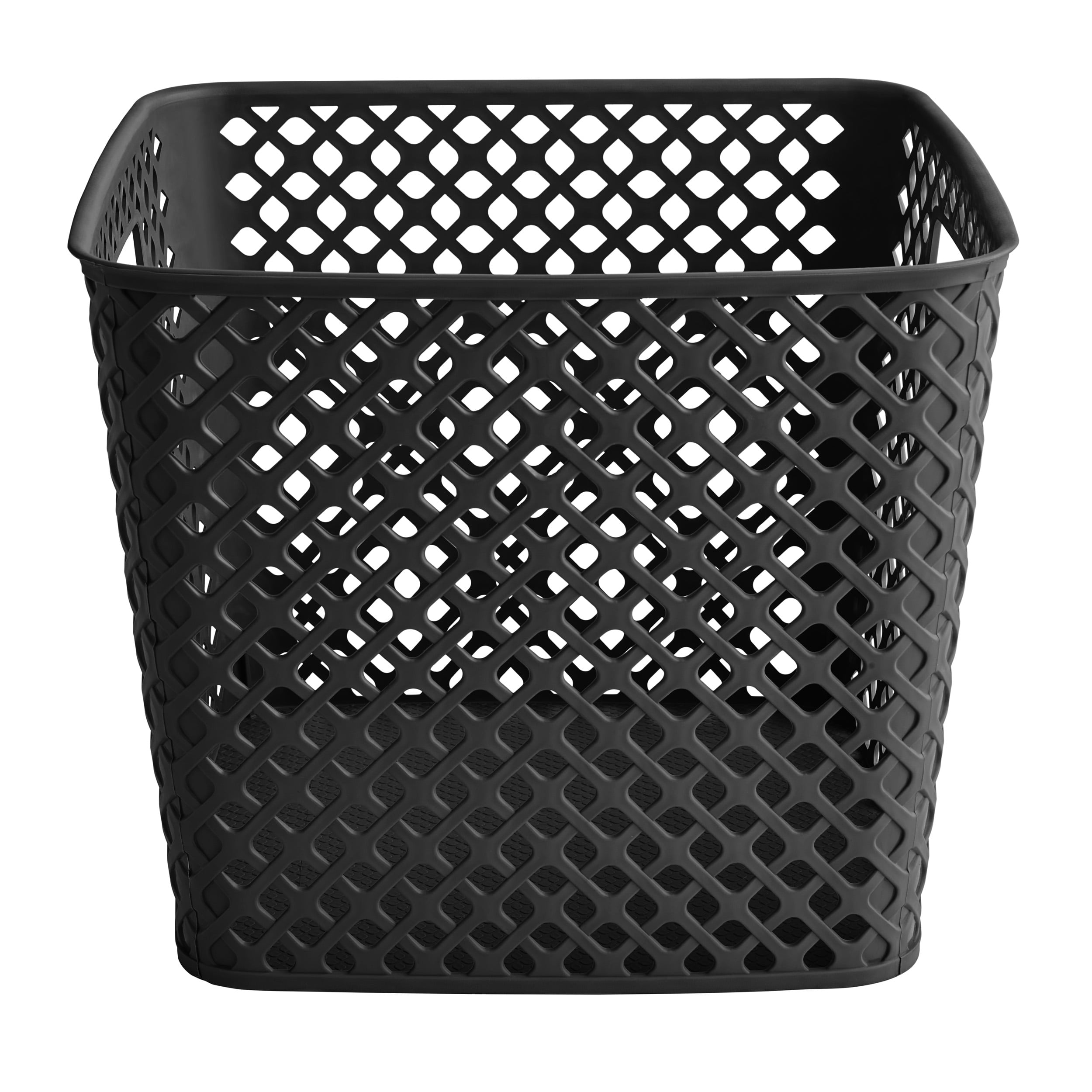 (4 pack) Mainstays Cube Black Decorative Plastic Storage Basket, 13 in x 11 in