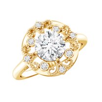 Rosec Jewels Lab Grown Diamond Engagement Ring Round (EF-VS Quality) - Antique Diamond Ring for Women, 10K Yellow Gold, US 11.50