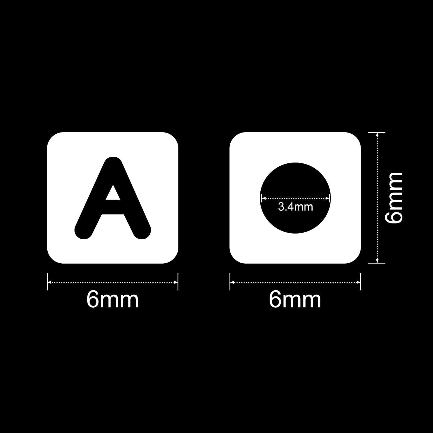 Letter Beads, 1200PCS Square Letter Beads for Bracelets Making Jewely DIY Necklace Bracelet(6 mm)