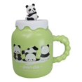 thumbnail image 1 of Acrobatic Green Panda Bears Green Mug With Anime Panda Figurine Handle Lid, 1 of 10