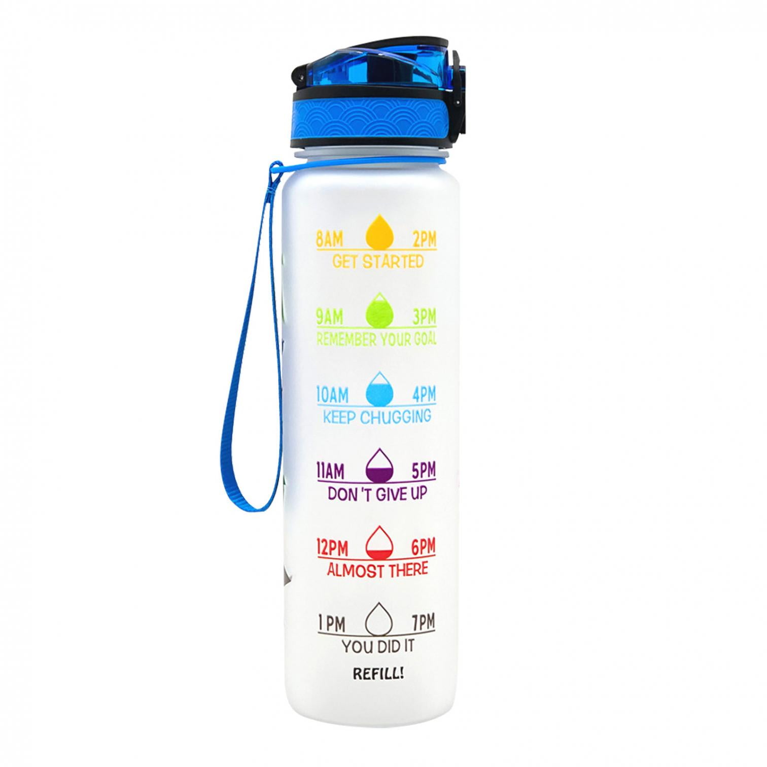 SUPPRUI Water Bottle 34 oz,Motivational Drink Bottle with Time