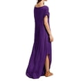 thumbnail image 3 of Vestido a juego con cuello en V, casual, holgado, manga corta, maxi con bolsillo, 3 of 4