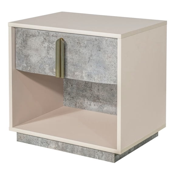 Pavira 1-Drawer Nightstand with LED Lights - Stone