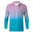 thumbnail image 4 of Mens Shirts Casual Gradient Printed Long Sleeve Button Down Lapel Blouses Soft Loose Fall Tops Blue L, 4 of 5