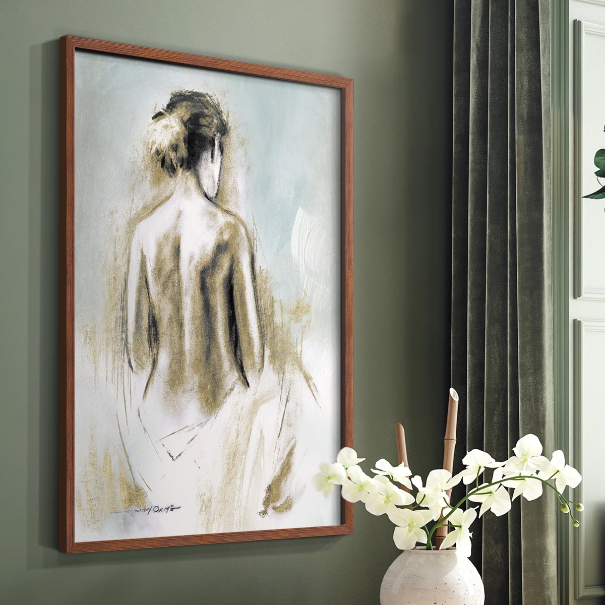 Figure in Golden Light I in Paper Solid Wood 11 x 14 Framed Print