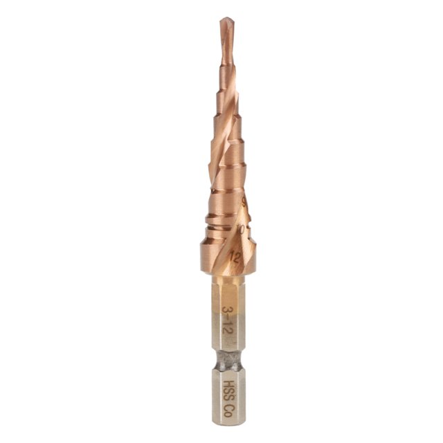 1Pcs Hexagonal Handle Spiral Groove Step Cone Cobalt Drill Bit High Speed Steel(3-12mm)