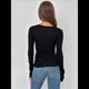 thumbnail image 5 of Camiseta de Larga con Cuello Redondo para Mujer, Camisetas Lisas Ajustadas, Tops Cortos para Salir de Otoño Y2K, Camisetas Ajustadas Lindas Negro M, 5 of 10