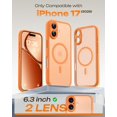 thumbnail image 2 of Funda de teléfono TOCOL para iPhone 17 con protección de cámara completa, color naranja, 2 of 7