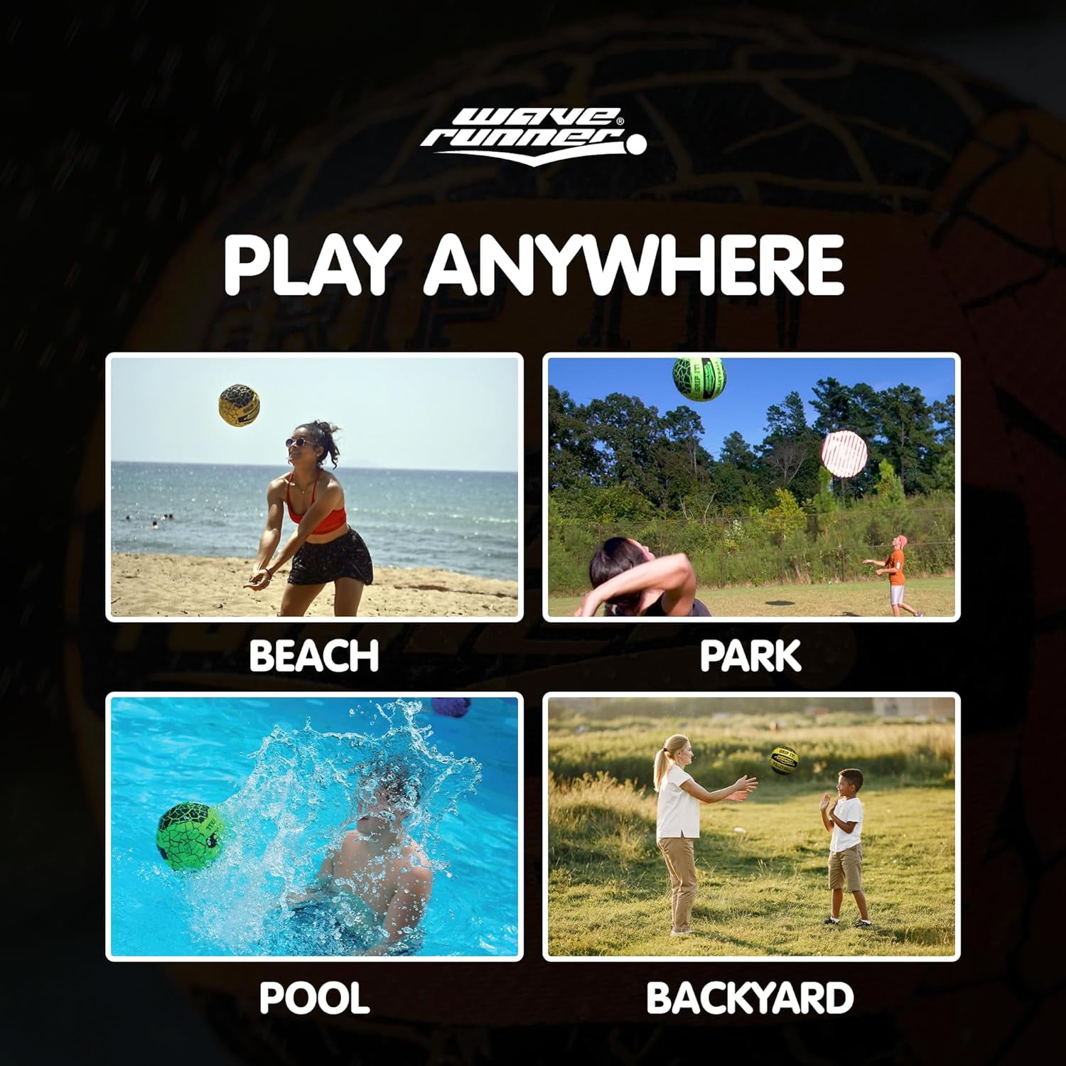 Wave Runner Grip It Volleyball- 8-Inch All Weather Volleyball With Sure-Grip Technology | Perfect Ball for Indoor & Outdoor Play!