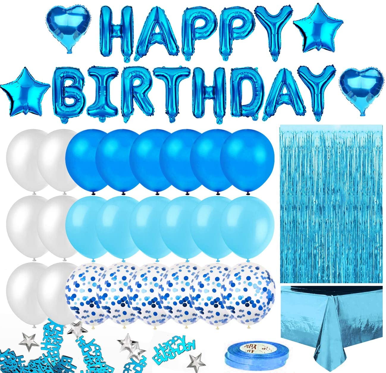 Happy Birthday Balloons Banner Balloon Bunting Party Decoration Self Inflating Blue eWorld Direct