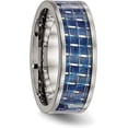 thumbnail image 5 of Chisel Titanium Polished with Blue Carbon Fiber Inlay 8.2mm Flat Band - Ring Size 12.5, 5 of 8