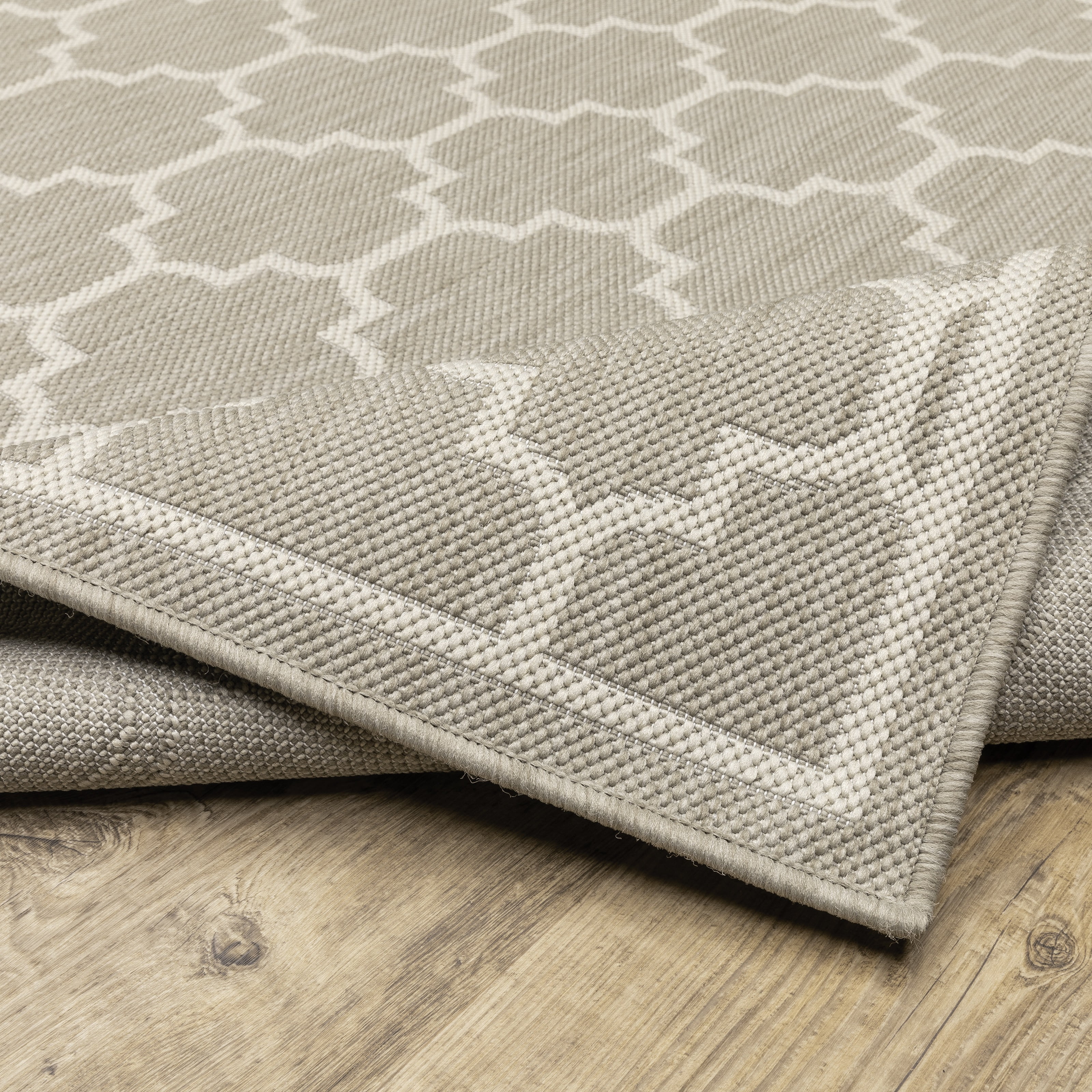 Avalon Home 3' x 5' Gray and Taupe Trellis Outdoor Rug