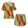thumbnail image 4 of Lsque Abstract Watercolors Tartan Women's Short-Sleeved Pajama Set - 2 Piece Soft and Lightweight Sleepwear Set-Large, 4 of 9
