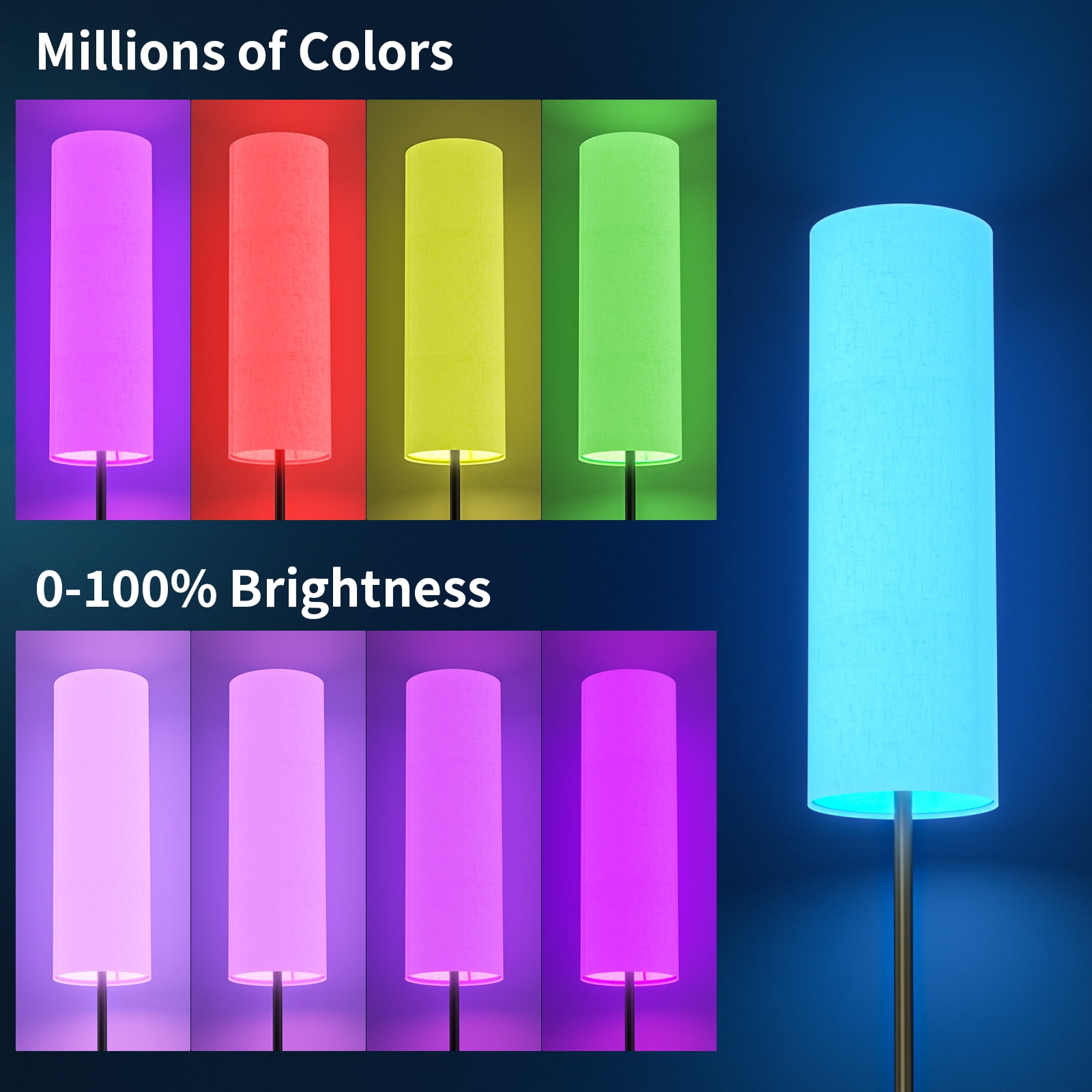 67" Floor Lamp with Smart RGB Bulb, with 16 Million DIY Colors & 20 Mode Music Sync, Timer Setting APP or Remote Control, 9W 800 Lumen Standing Lamp for Living Room Bedroom, Beige