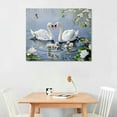 thumbnail image 2 of Acheng Canvas Print Wall Art Swan Family Art Paintings for Wall Watercolor Picture Artwork Wall Decor Modern Home Decoration For Living Room Bedroom Stretched and Framed Canvas Ready to Hang 16x12in, 2 of 6