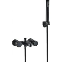 Wall Mount Bathtub Faucet with Handheld Spray, Waterfall Tub Faucet Single Handle Bathroom Tub Mixer Tap Hand-Shower System