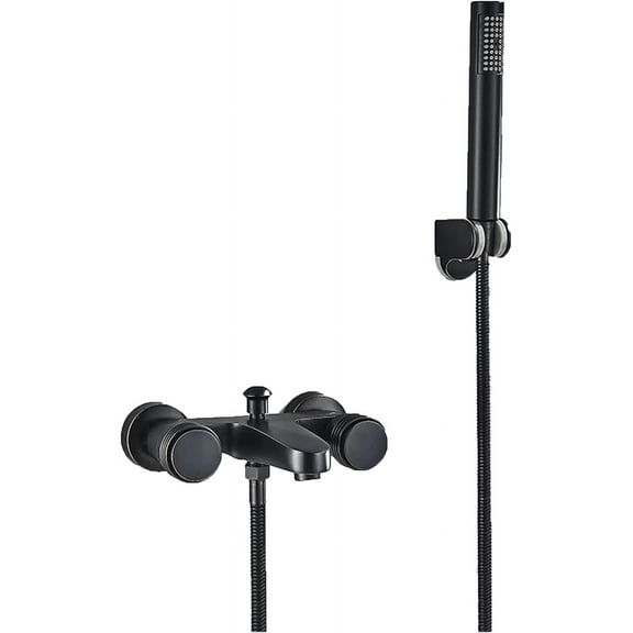 Wall Mount Bathtub Faucet with Handheld Spray, Waterfall Tub Faucet Single Handle Bathroom Tub Mixer Tap Hand-Shower System