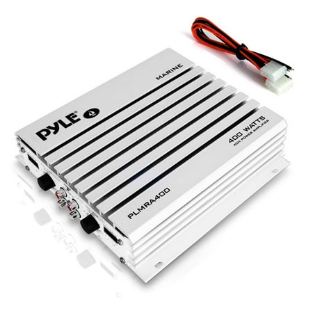 Pyle PLMRA400 4 Channel Waterproof Vehicle Audio Amplifier, White, 3.95 lb