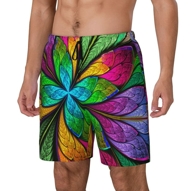 Fotbe Multicolored Beautiful Flower Traje de Baño para Hombre – Shorts de Natación de Secado Rápido con Forro y Bolsillos-Large