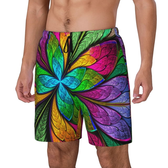Fotbe Multicolored Beautiful Flower Traje de Baño para Hombre – Shorts de Natación de Secado Rápido con Forro y Bolsillos-Medium