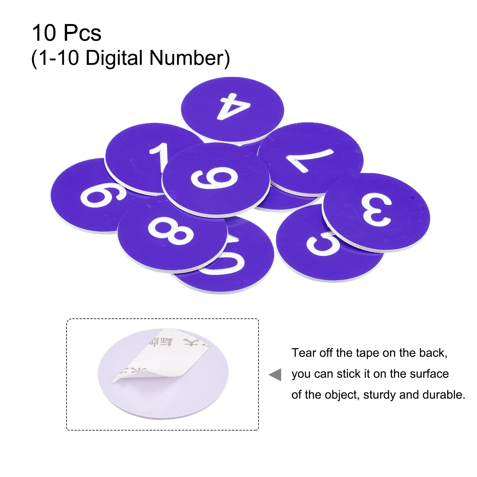 10 Selbstklebende Nummernschilder Aus Acryl – Digitaltags Von 1 Bis 10, Rot Graviert, 35 Mm