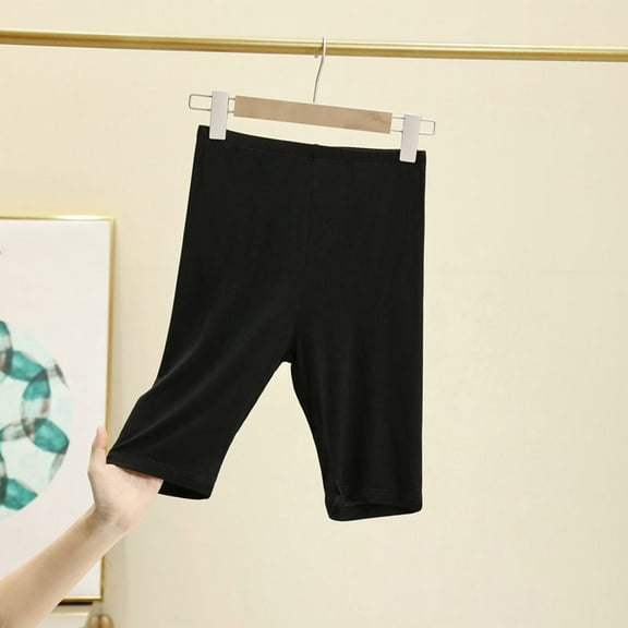 SELONE Knee Length Shorts Women High Waist Polyester Athletic Pants Knee Length Slim Athletic Pants Black M