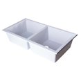 thumbnail image 3 of Pemberly Row White 34" Undermount Double Bowl Granite Composite Kitchen Sink, 3 of 9