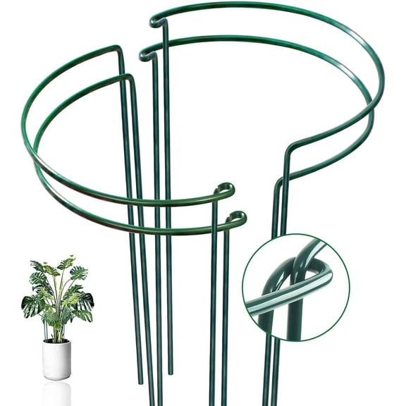 2 Pack Plant Support Plant Stakes,Metal Peony Cages and Supports, Outdoor Garden Stakes Plant Cage, Large Plant Support Rings for Tomato,Rose,Flowers Vine,Indoor Tall Plants (10" W x 15.8" H)