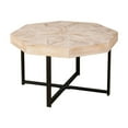 thumbnail image 4 of Wood Octagonal Vintage Patchwork Craft Coffee Table With Metal Legs for Living Room, Antique White, 4 of 13
