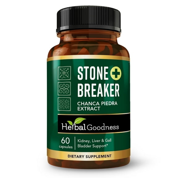 Stone Breaker Chanca Piedra Capsules 60ct, Kidney Stones Dissolver, Gallbladder Cleanse, Soursop Leaf, Curcumin Extract - Herbal Goodness