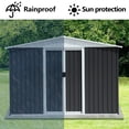 thumbnail image 2 of FFZ 8x6 Feet Apex Roof Dark Grey Aluminum Alloy Frame Garden Shed Sliding Door, 2 of 6