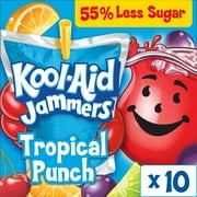 Kool-Aid Jammers Tropical Punch Flavored Drink, 10 ct Box, 6 fl oz Pouches