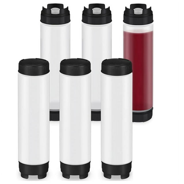 6 Exprimibles para Condimentos de 16 Onzas, Botella Exprimible Plástico Invertida Salsas, Dispensador Válvula Grande con Punta Recargable
