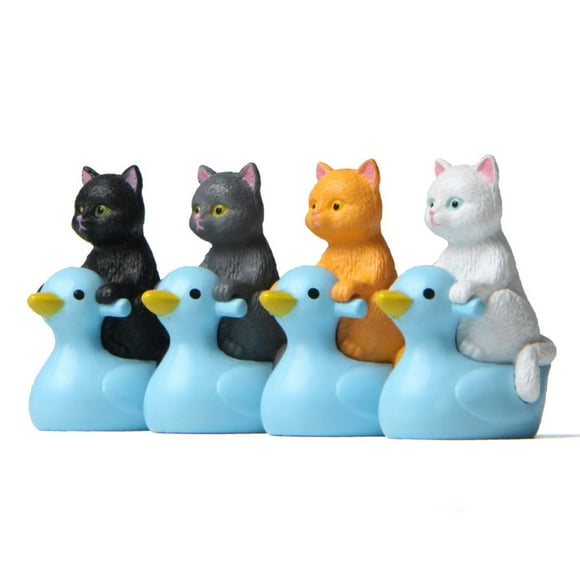 shenmeida 4Pcs Mini Educational Cat Figures Toy Set, Kitten Cake Topper Birthday Gift School Project for Kids Children