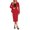 Red, variant on Rove Studio Women 2 Piece Business Suit Set, V Neck Long Sleeve Button Blazer & High Waist Midi Pencil Skirt Solid Polyester Elegant Office Workwear Matching Outfit Dark Blue S