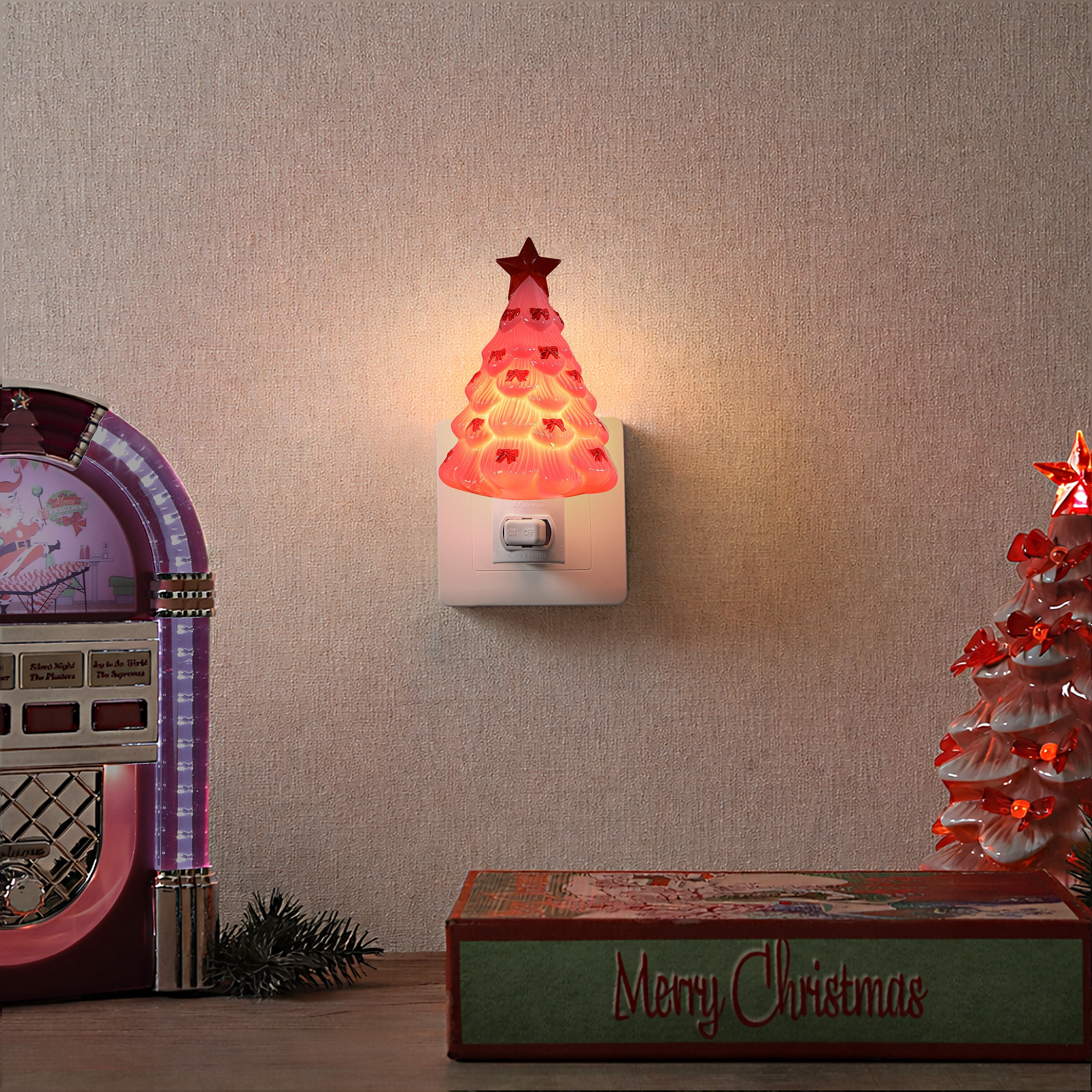 Mr. Christmas Decorative Pink Christmas Tree Nightlight, Warm White