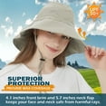 thumbnail image 3 of Women's Cotton Sun Hat with Neck Flap Cover, Packable Wide Brim UV Protection Hat for Fishing Hiking Garden Beach Golf Safari, 3 of 7