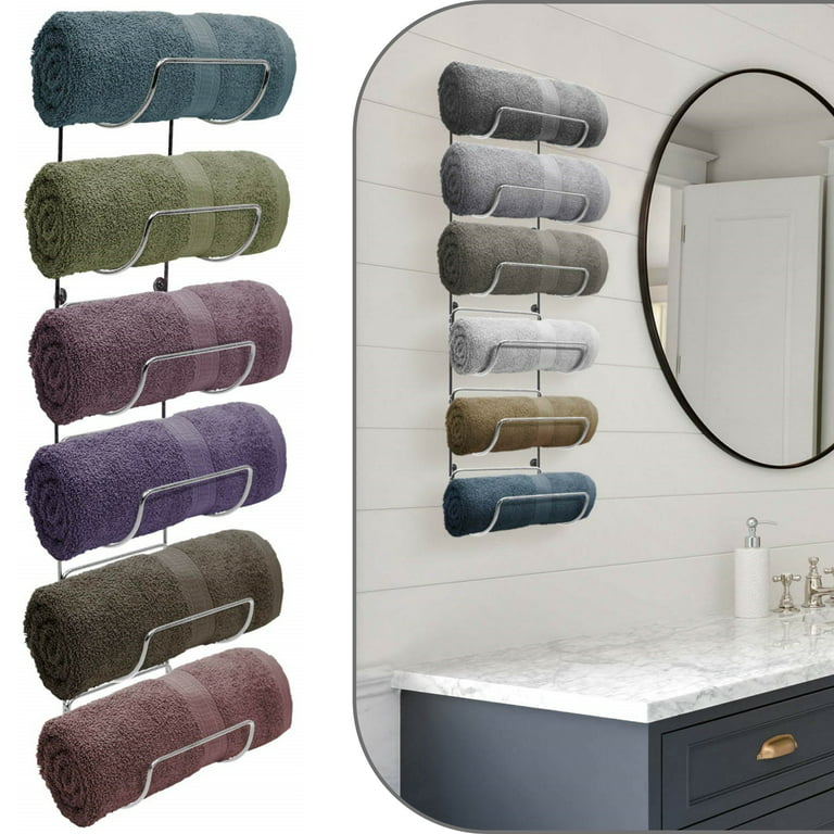 Sorbus Towel Rack Holder Wall Mounted Storage Organizer For Towels Washcloths Hand Linens Ideal Bathroom Spa Salon Modern Design Silver Com