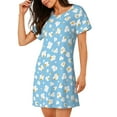 thumbnail image 2 of Naloa Blue Popcorn Print Women Nightgowns,Womens Loungewear,Short Sleeve Sleepwear,Comfy Ladies Nightdress, 2 of 6