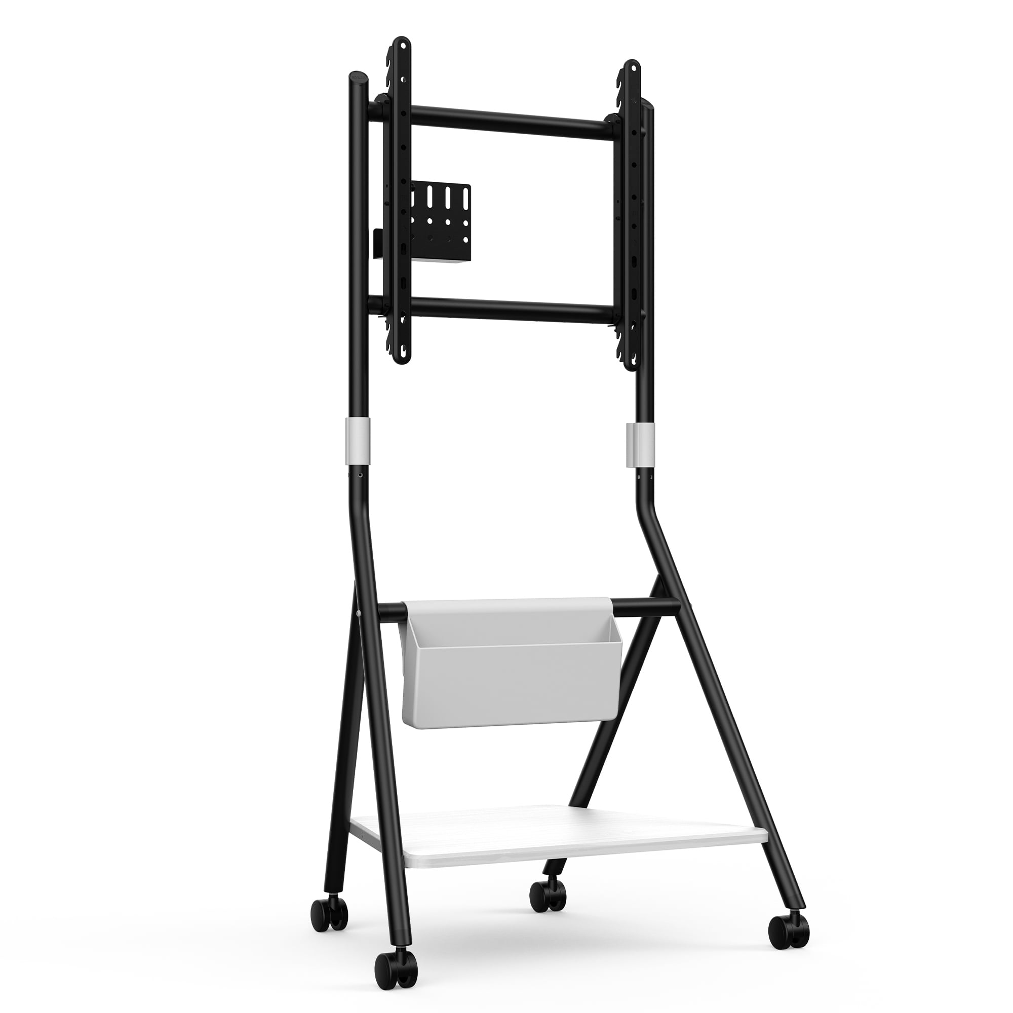FITUEYES Storage Rolling TV Cart Height Adjustable Corner TV Stand Mount for TVs Up to 65 Inch