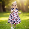thumbnail image 3 of BemeyourBBs Toddler Baby Girl 4th of July Dress Outfit Patriotic Independent Day Dress Little Girl Summer Casual Heart Print Bow Strap Sleeveless A Line Dress Beach Party Holiday Dress Cute Clothes, 3 of 10