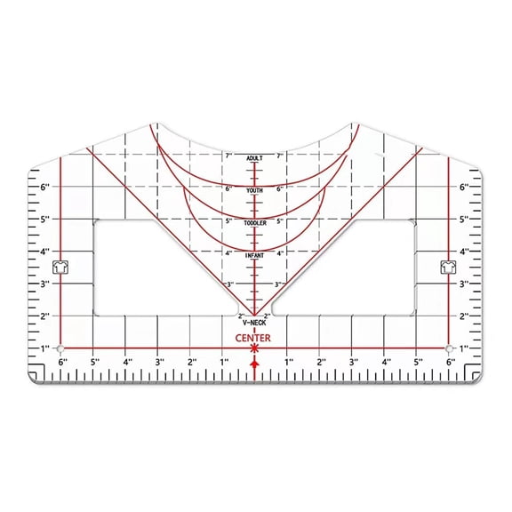KMYY 2PCS Alignment Ruler Round Neck DIY Sewing Universal T-Shirt Design Calibration Tool Ruler Sewing Shop Supplies,14Inch