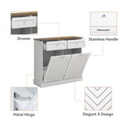 FULLWATT Dual Compartment Cabinet Trash Can, White