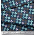 thumbnail image 3 of Soimoi Japan Crepe Satin Fabric Argyle Check Decor Fabric Printed Yard 42 Inch Wide, 3 of 3