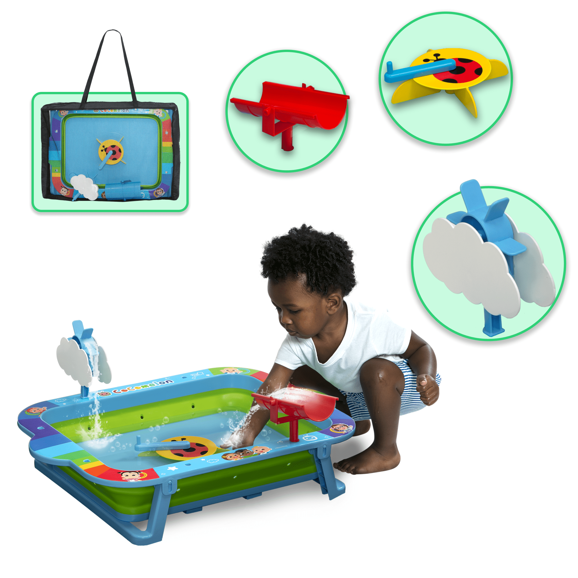 CoComelon Water Activity Table by Delta Children - Collapsible & Portable - Ideal for Travel, Blue
