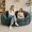 Emerald, variant on Homefun 59" Plush Bean Bag Sofa Chair,High Density Foam Filled Lazy Couch, Modern Chenille Floor Lounger with 2 Pillows,Comfy Accent Sofa,Wine Red
