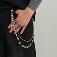 thumbnail image 3 of Dbuoem Pants Chain Faux Pearls Metal Flower Decor Wallet Chain Multi-layered Design Hip-hop Style Wallet Chain Wearable Art Accessory, 3 of 8