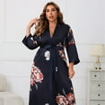 thumbnail image 5 of WTOBBY Women's Plus Size Lounge Robe 3X-6X Belted Kimono Long Sleeve Soft Cover Up Comfy Home Wear Sexy Nightwear Loungewear,Black 2XL, 5 of 7